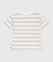 Tee-shirt enfant manches courtes en coton &agrave; rayures blanc/multicouleur