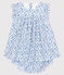 Robe avec bloomer fleurs bleues bébé fille en popeline blanc MARSHMALLOW/blanc MULTICO