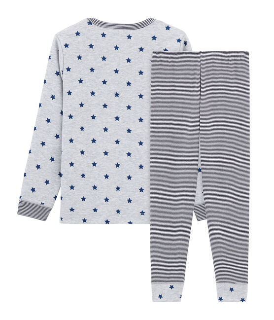 Pyjama petit garçon en côte gris POUSSIERE/blanc MULTICO