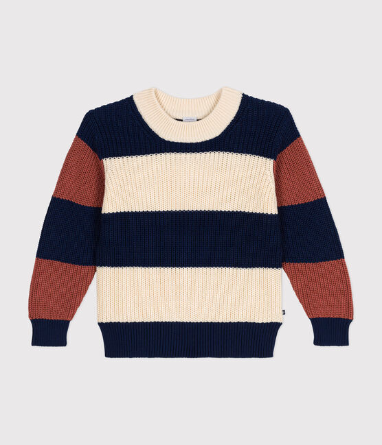 Pull rayé en coton enfant blanc AVALANCHE/ MULTICO