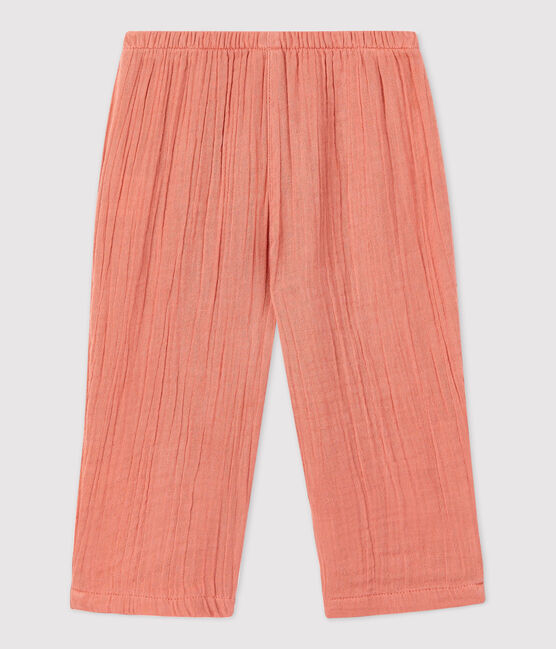 Pantalon en gaze de coton bio bébé rose PAPAYE