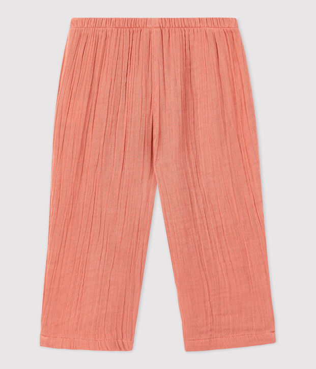 Pantalon en gaze de coton bio b&eacute;b&eacute; rose