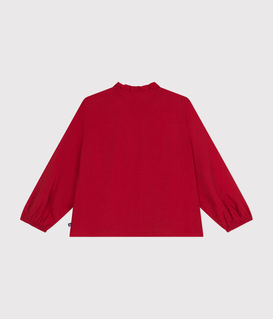 Blouse manches longues en toile enfant fille rouge AURORA