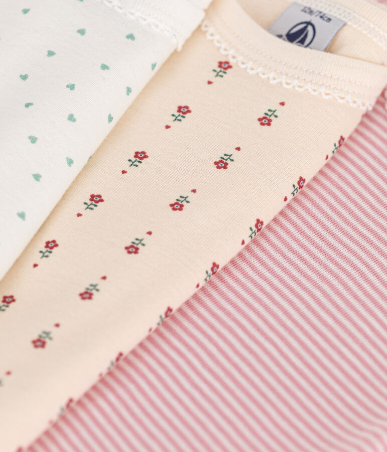 Lot de 3 bodies manches courtes en coton b&eacute;b&eacute; multicouleur