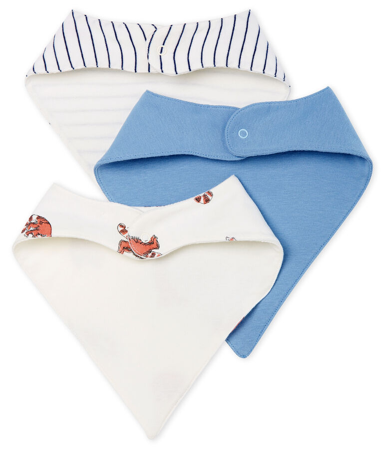 Trio de bavoirs b&eacute;b&eacute; gar&ccedil;on en c&ocirc;te multicouleur
