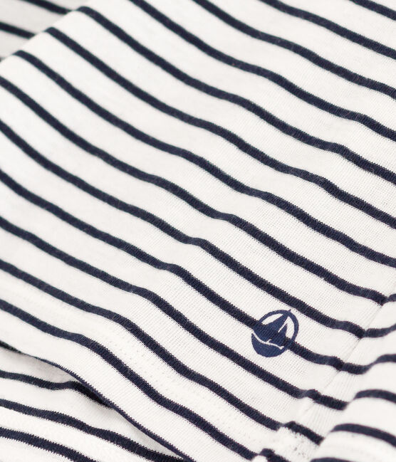 Tee-shirt l'Iconique en coton rayé femme blanc MARSHMALLOW/bleu SMOKING
