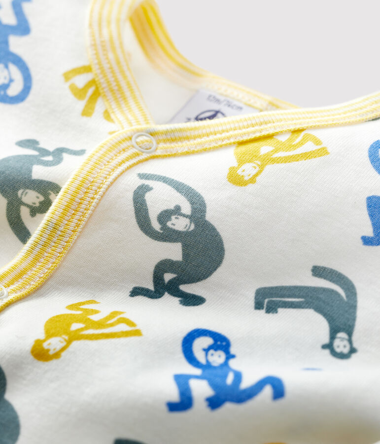 Dors-bien b&eacute;b&eacute; singes phosphorescents en coton blanc MARSHMALLOW/blanc MULTICO