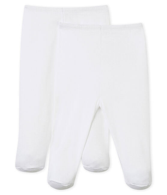 Lot de 2 pantalons à pieds bébé blanc ECUME
