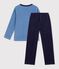 Pyjama enfant en velours uni &agrave; motif bleu/bleu