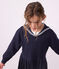 Robe enfant en coton manches longue unie bleu marine