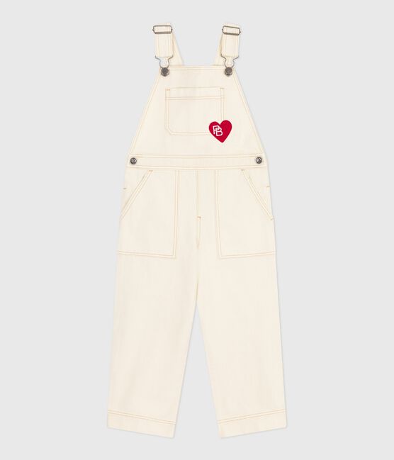 Salopette enfant en denim unie écru MILK