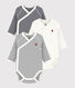 Lot de 3 bodies croisés manches longues en coton bébé