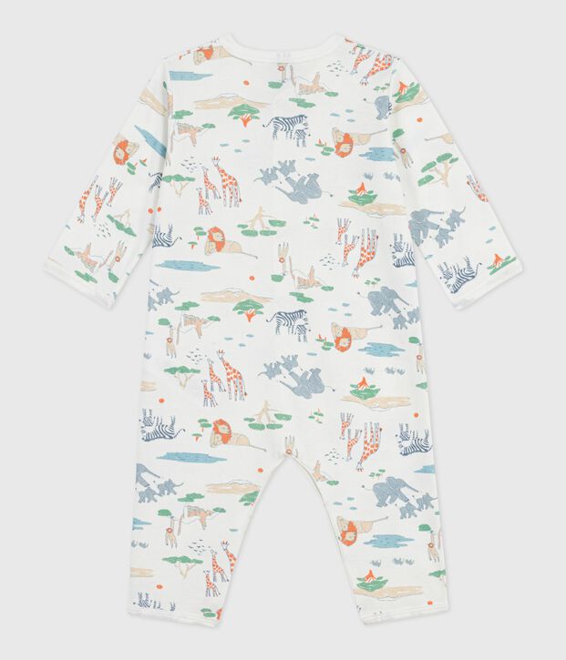 Pyjama b&eacute;b&eacute; en coton sans pieds imprim&eacute; savane blanc/multicouleur