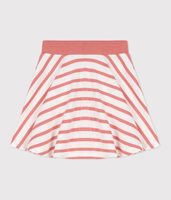 Jupe rayée en coton enfant fille blanc MARSHMALLOW/ PAPAYE