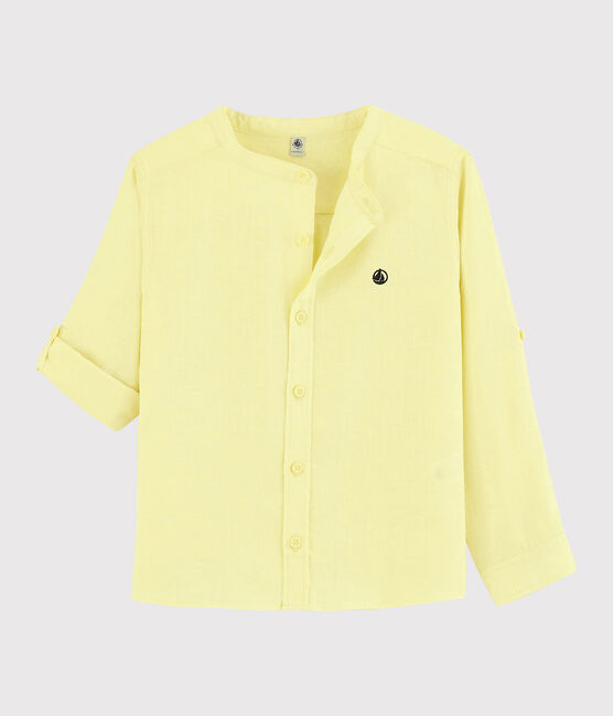 Chemise manches retroussables en lin enfant garçon jaune CITRONEL