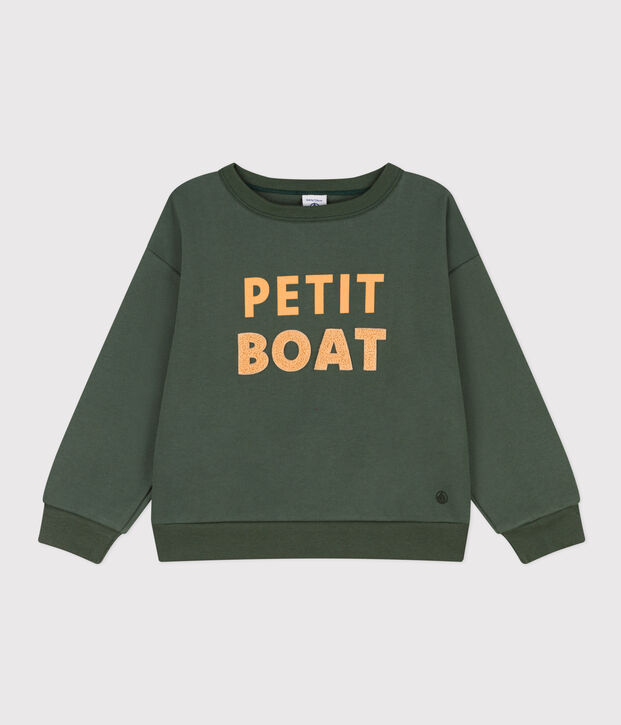 Sweatshirt imprim&eacute; en molleton enfant fille / gar&ccedil;on vert