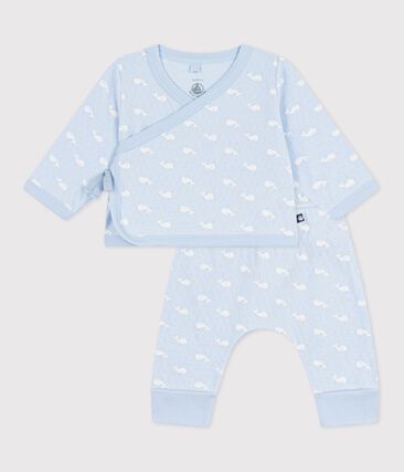 Ensemble long 2 pièces bébé en coton, imprimés baleines