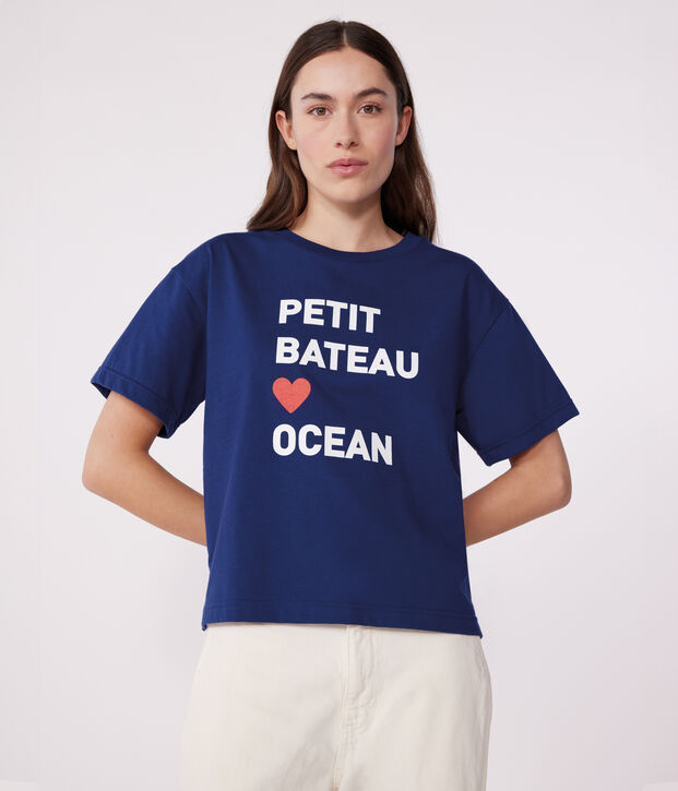 Tee-shirt Femme Le Boxy en coton bleu fonc&eacute;