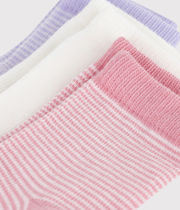 3 paires de chaussettes b&eacute;b&eacute; en coton milleraie multicouleur