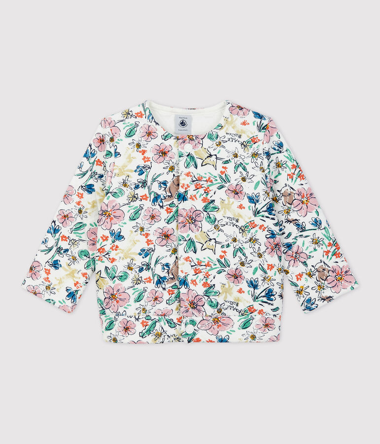 Cardigan matelass&eacute; b&eacute;b&eacute;. blanc MARSHMALLOW/blanc MULTICO