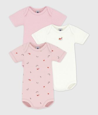 Lot de bodies manches courtes en coton imprim&eacute; fleuri b&eacute;b&eacute;