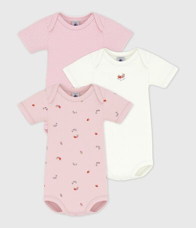 Lot de bodies manches courtes en coton imprim&eacute; fleuri b&eacute;b&eacute;