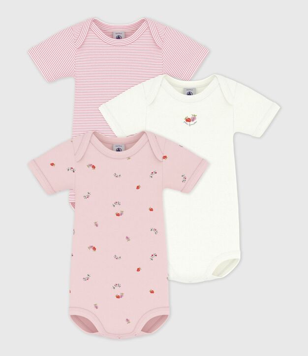 Lot de bodies manches courtes en coton imprim&eacute; fleuri b&eacute;b&eacute; multicouleur