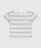 Tee-shirt b&eacute;b&eacute; en coton manches courtes, ray&eacute; blanc/multicouleur
