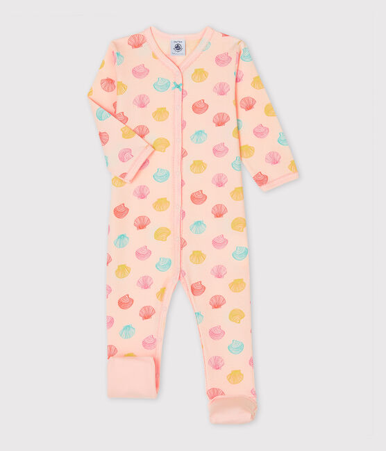 Dors bien bébé fille en côte rose FLEUR/blanc MULTICO