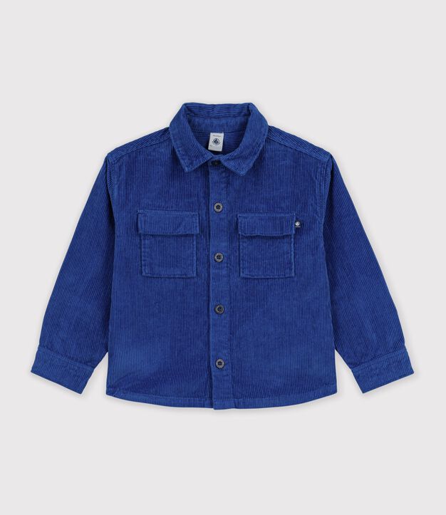 Chemise enfant en velours uni bleu