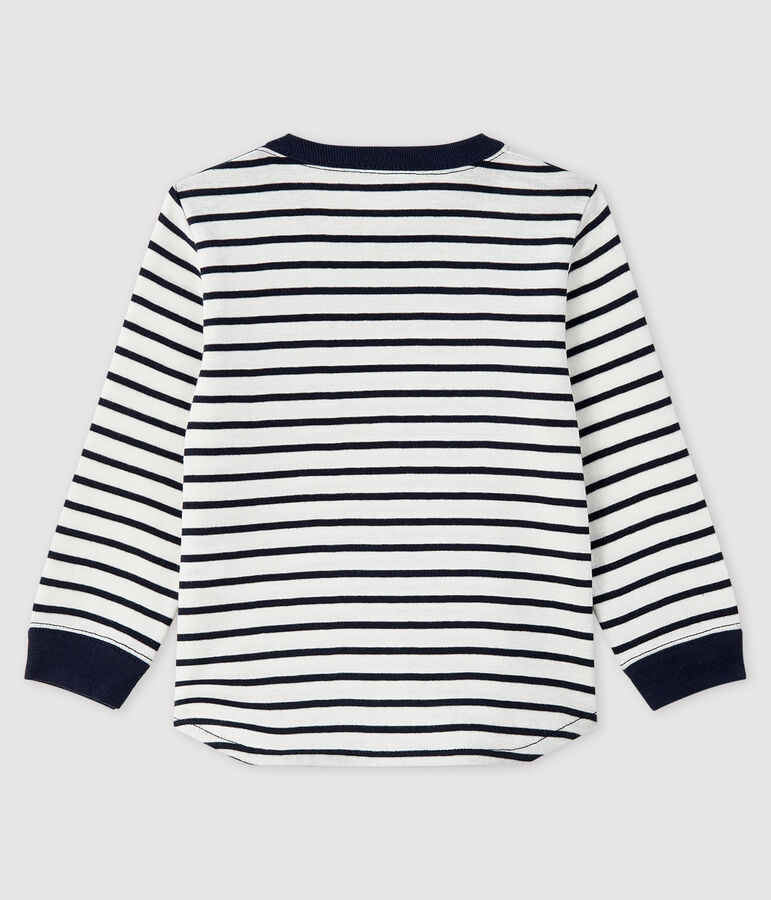 Tee-shirt b&eacute;b&eacute; gar&ccedil;on blanc MARSHMALLOW/bleu SMOKING