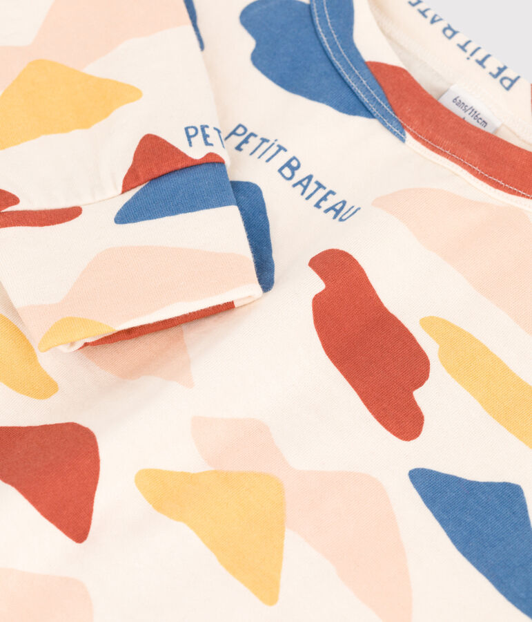 Sweatshirt imprim&eacute; en tubique enfant fille / gar&ccedil;on &eacute;cru/multicouleur