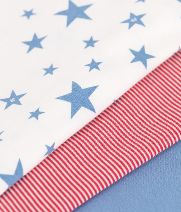 Lot de 3 tee-shirts enfant en coton manches courtes imprim&eacute; &eacute;toiles multicouleur