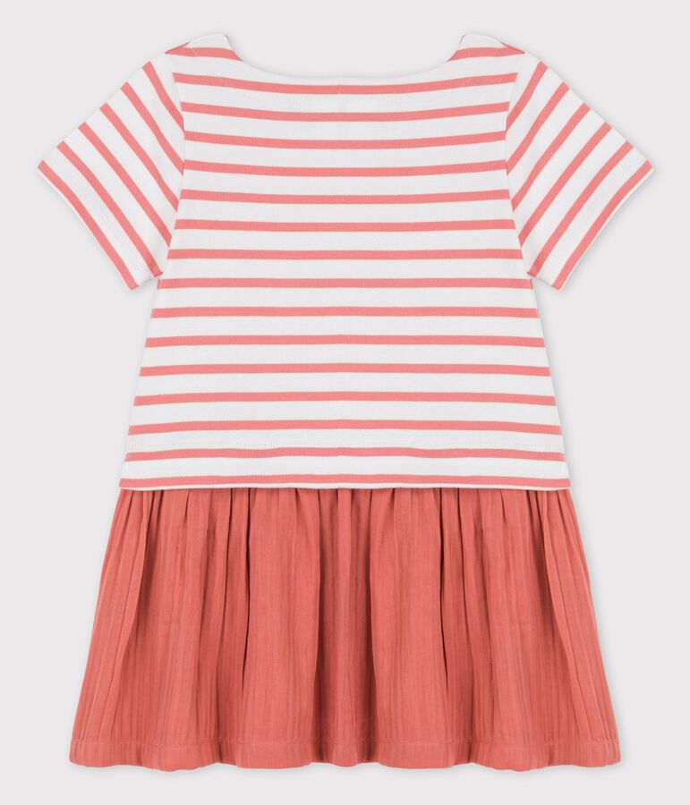 Robe en jersey et gaze de coton bio enfant fille blanc MARSHMALLOW/ PAPAYE