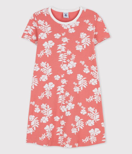 Chemise de nuit Hawaï petite fille en coton rose PAPAYE/ MARSHMALLOW