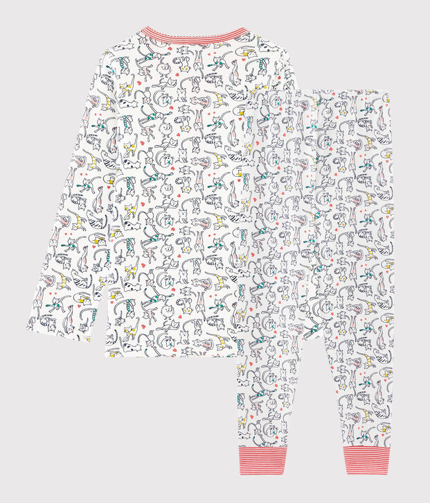 Pyjama en c&ocirc;te blanc/multicouleur