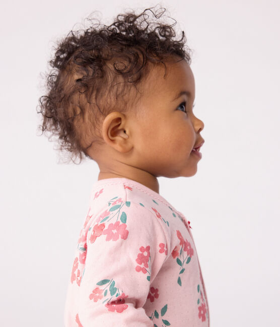 Pyjama bébé en tubique imprimé fleuri rose JOLI/blanc MULTICO