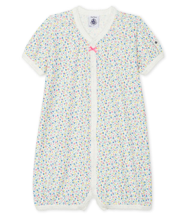 Combicourt b&eacute;b&eacute; fille en lin/coton blanc/multicouleur
