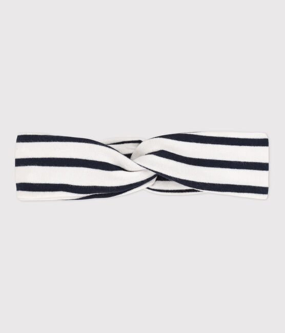 Bandeau bébé à rayures en jersey blanc MARSHMALLOW/bleu SMOKING