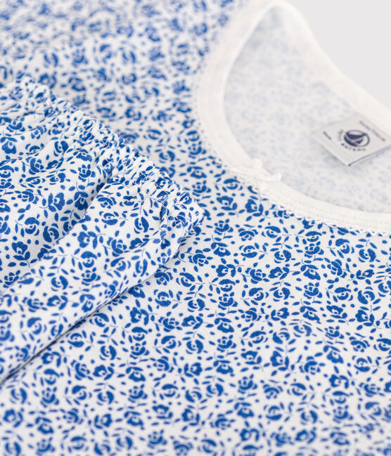 Pyjama capri imprimé fleur en coton enfant bleu MARSHMALLOW/ INCOGNITO