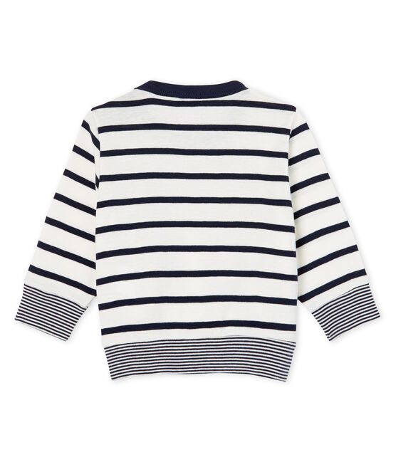 Tee shirt manches longues rayure marinière bébé garçon blanc MARSHMALLOW/bleu SMOKING CN