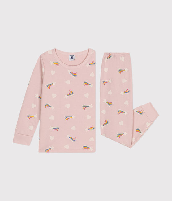 Pyjama en molleton gratté imprimé étoiles et cœurs enfant rose SALINE/blanc MULTICO