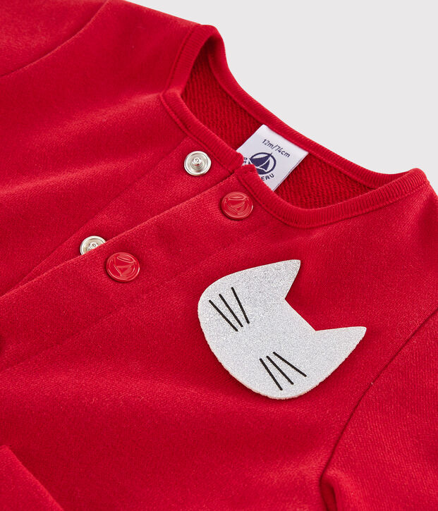 Cardigan b&eacute;b&eacute; fille en molleton rouge