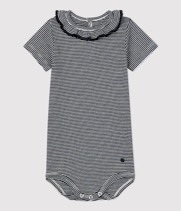 PETIT BATEAU - Body à collerette rayé milleraies en coton bio bébé