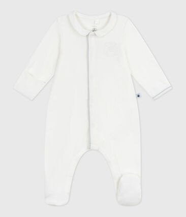 Pyjama bébé en velours à col uni