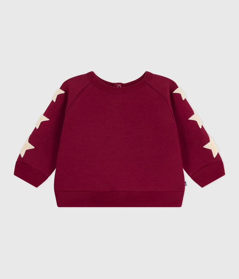 Sweatshirt b&eacute;b&eacute; en coton doux et chaud motif &eacute;toiles rouge AMARANTE