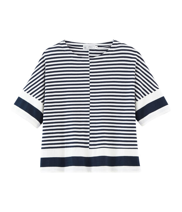 Tee-shirt graphique manches courtes femme bleu/blanc