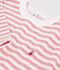 Tee-shirt enfant manches longues &agrave; rayures rose/&eacute;cru