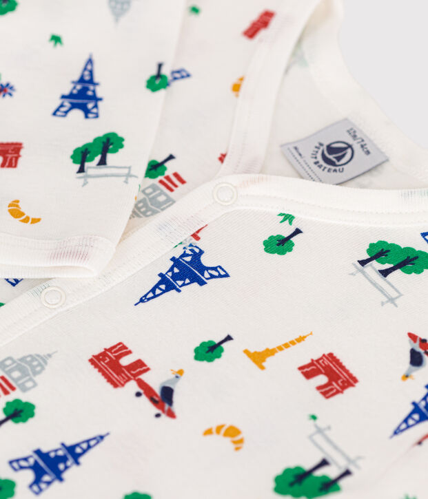 Pyjama imprim&eacute; Paris en coton b&eacute;b&eacute; blanc/multicouleur