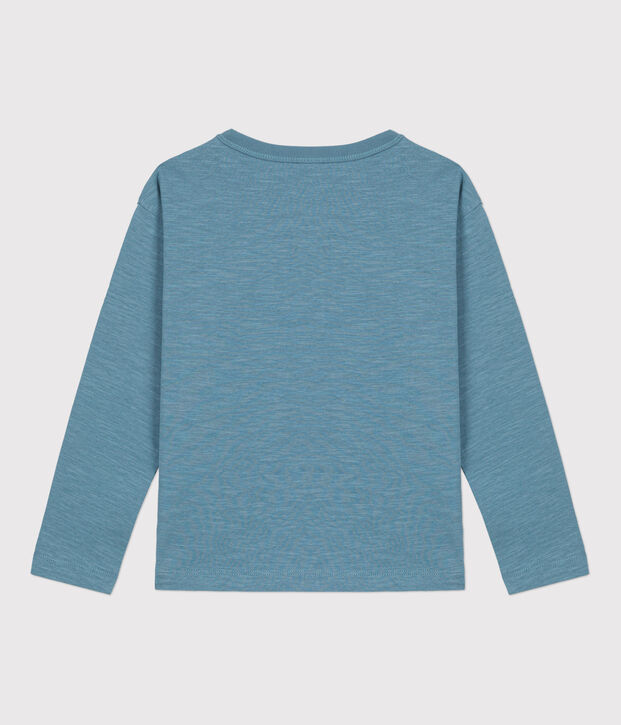 Tee-shirt manches longues en coton enfant gar&ccedil;on bleu